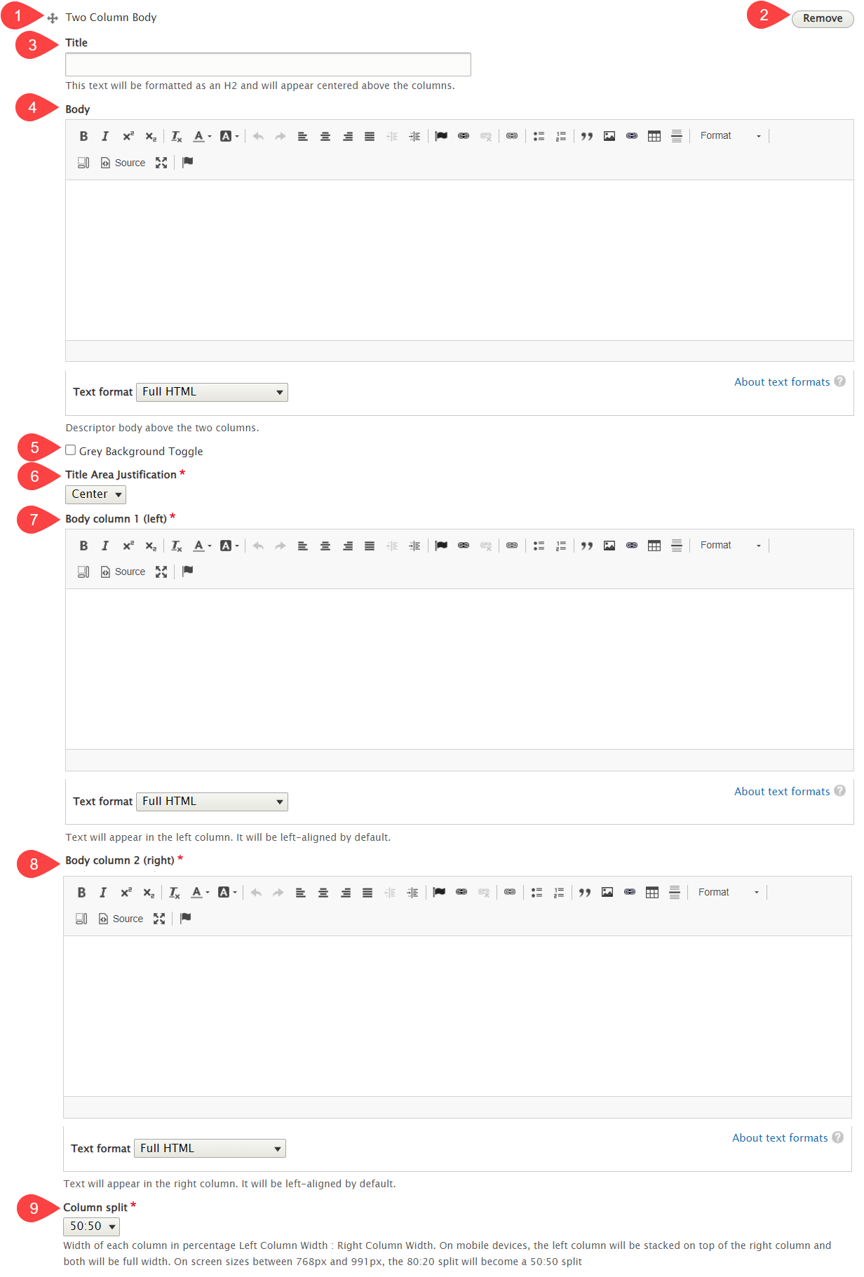 Two Column Body Publish Service and Support